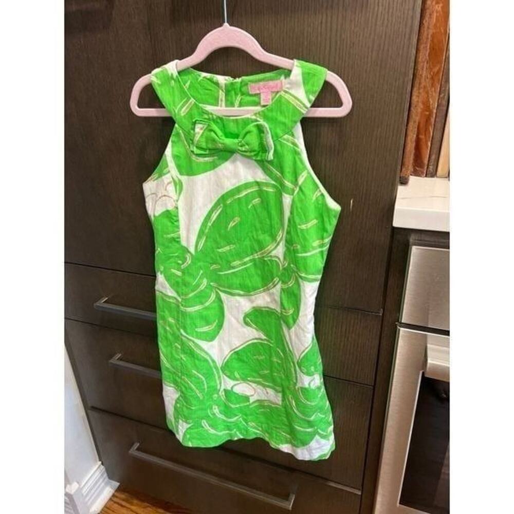 Lilly Pulitzer‎ Green Bee Print Shift Dress Girls Sz 12 Green White Gold